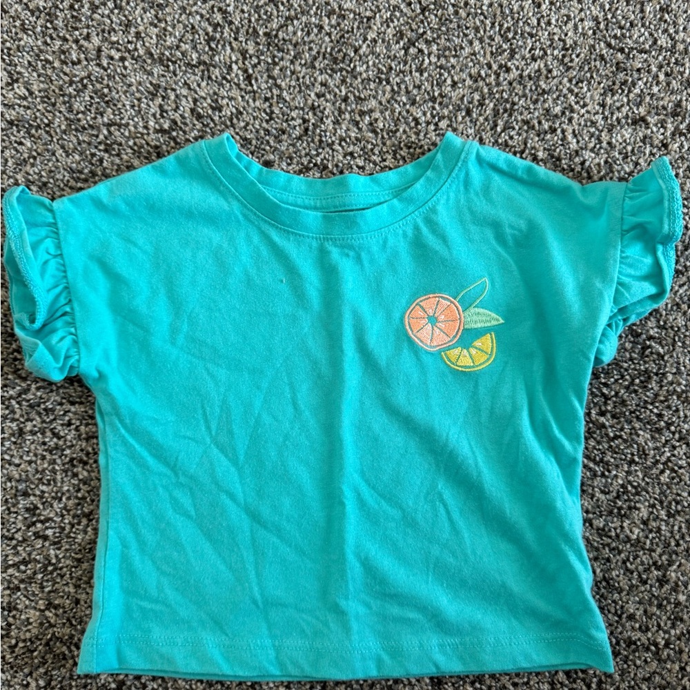Kids Ruffle Sleeve Aqua Shirt